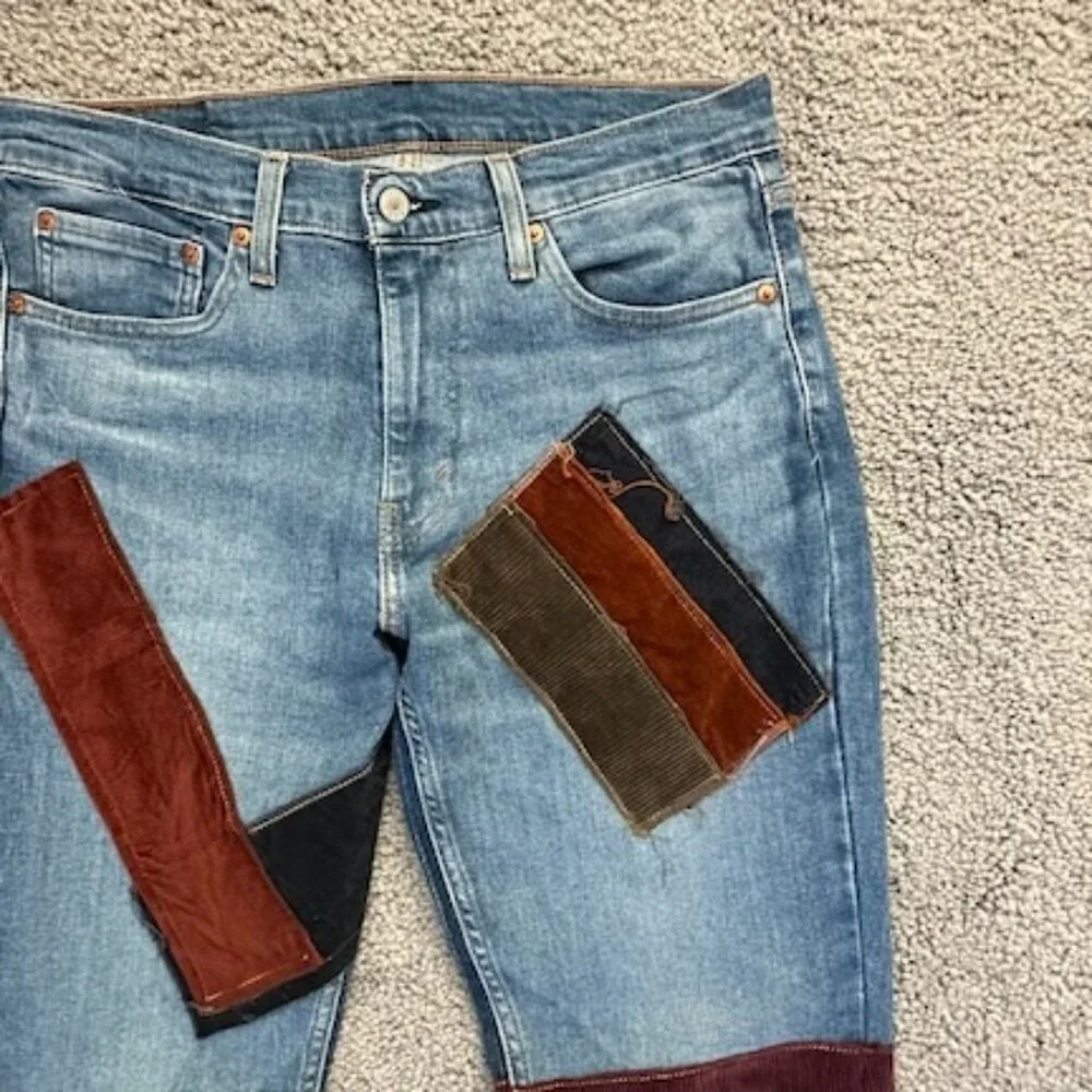 Levi's 511 Patchwork Jeans Professionally Crafted 33 x 32 - Classic 80s Skater